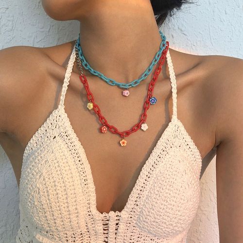 Collier Collier En Résine Collier En Céramique Molle Colorée Collier Géométrique,Cadeau Femme