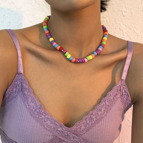 Collier Coloré Chaîne En Résine,Cadeau Femme