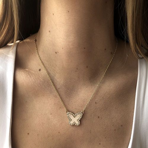 Lettre Diamant Chaîne Géométrique Collier Femme,Cadeau Femme