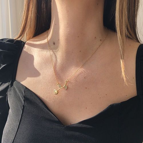 Romantique Mini - Chaîne Rose Collier À Un Étage Pendentif,Cadeau Femme