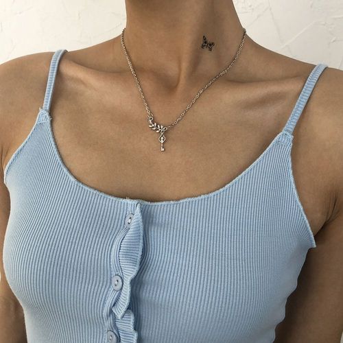 Collier Femme Clé Diamant Chaîne Géométrique Collier,Cadeau Femme