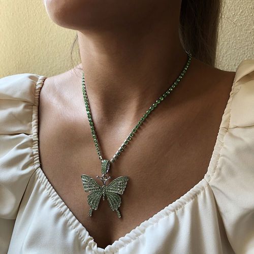 Collier À Griffe Simple Avec Pendentif Papillon En Diamant Pour Femmes,Cadeau Femme