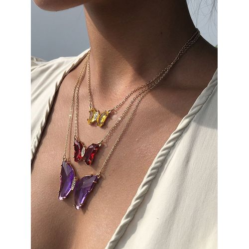 Papillon Pendentif En Diamant De Verre Multicolore Collier Chaîne,Cadeau Femme