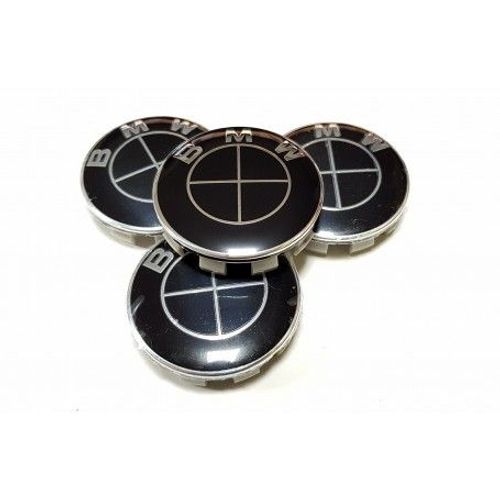 4x Logo Jante Bmw Noir 56mm Cache Moyeu Centre De Roue Emblème
