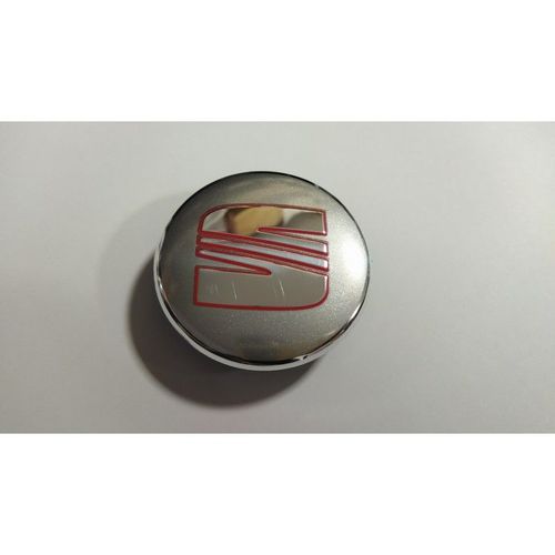 4x Cache Moyeu Jante 56mm 1p0601165 Argent Rouge Pour Seat Centre De Roue Emblème