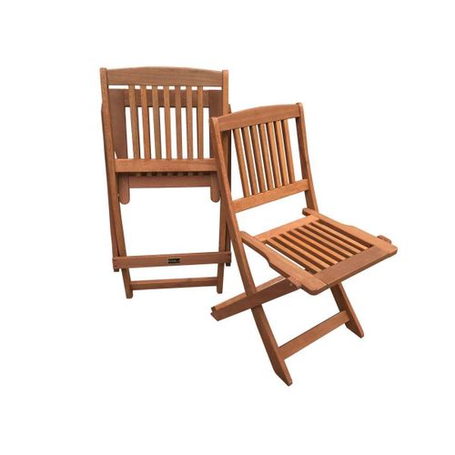 Lot De 2 Chaises Jardin Pliante En Bois Exotique "Hongkong" - Maple - Marron Clair