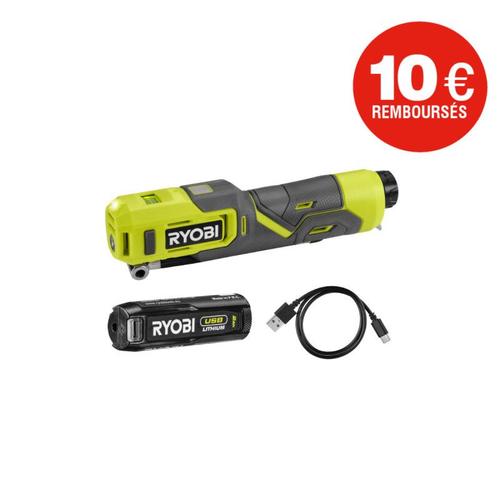 Gonfleur RYOBI 4V USB Lithium - 6,9 bars - 1 batterie 2,0Ah - RI4-120G