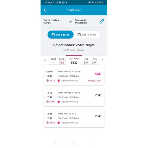 Bonjour. Je Vends Un Billet De Train Paris Toulouse Pour Le 10 Octobre À 9h04. Prix De Vente 30 Euros (59 Euros Aujourd'hui Sur Le Site). Remise Du Billet En Mains Propres À Paris