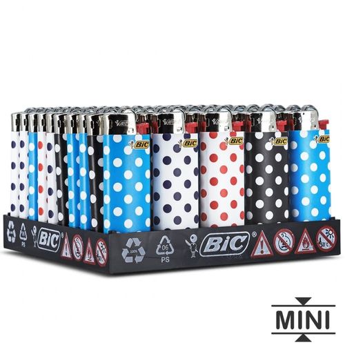 50 briquets bic mini à pierre décors pois