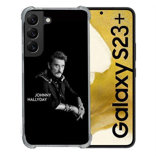 Coque Renforcée En Verre Trempé Pour Samsung Galaxy S23 Plus Musique Johnny Hallyday Noir