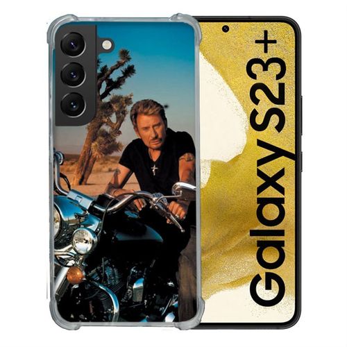 Coque Renforcée En Verre Trempé Pour Samsung Galaxy S23 Plus Musique Johnny Hallyday Moto