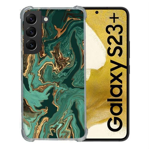 Coque Renforcée En Verre Trempé Pour Samsung Galaxy S23 Plus Texture Marbre Vert