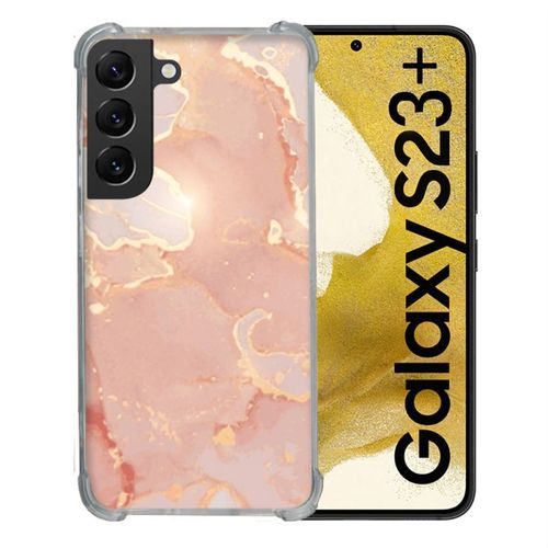 Coque Renforcée En Verre Trempé Pour Samsung Galaxy S23 Plus Texture Marbre Rose