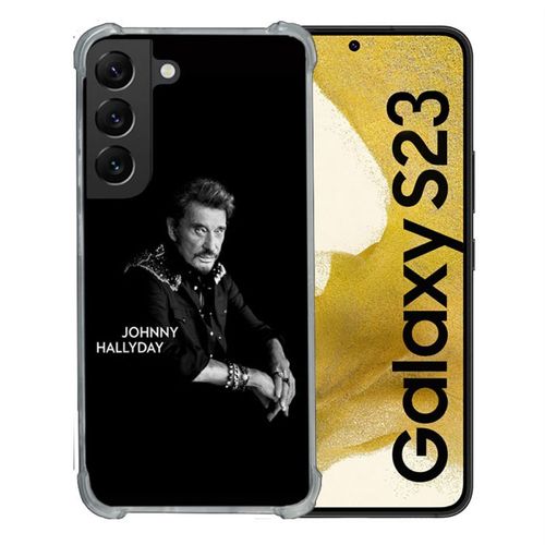 Coque Renforcée En Verre Trempé Pour Samsung Galaxy S23 Musique Johnny Hallyday Noir