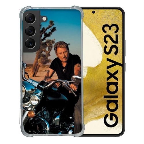Coque Renforcée En Verre Trempé Pour Samsung Galaxy S23 Musique Johnny Hallyday Moto