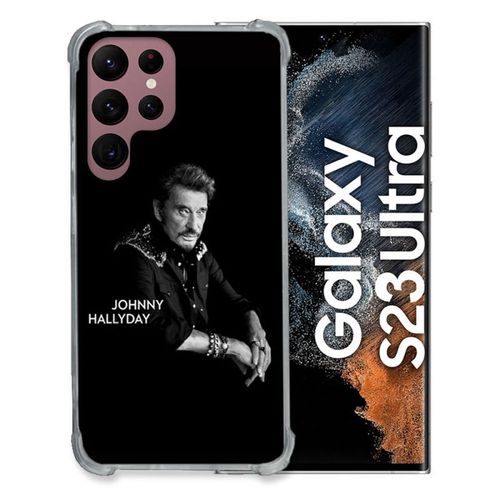 Coque Renforcée En Verre Trempé Pour Samsung Galaxy S23 Ultra Musique Johnny Hallyday Noir