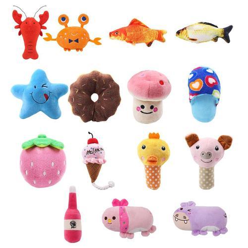 Peluche Squeaky Bone Chien Jouet Résistant Aux Morsures Chiot À Mâcher Jouet Éducatif Doux Banane Carotte Légumes Fournitures Pour Animaux