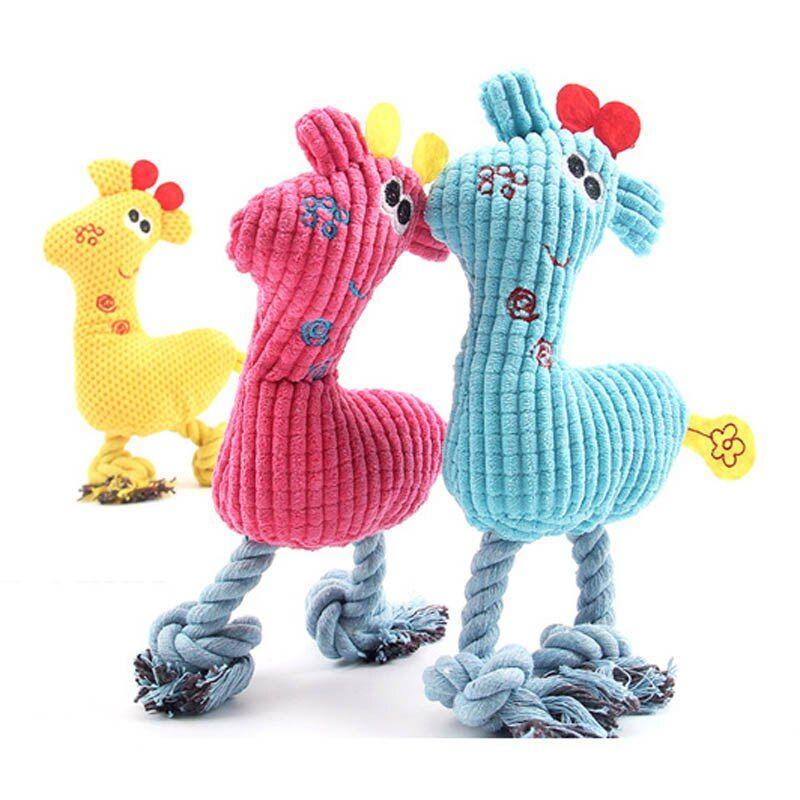 Mignon Peluche Girafe Corde Animaux Petits Chiens Couineur J...