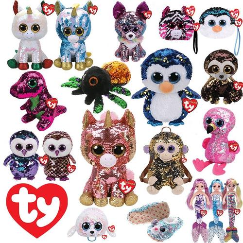 Ty Flippables En Peluche Doublée De Paillettes À Manches Longues En Peluche Douce Chat Hibou Renard Lapin Licorne Flamant Rose Mouton Dragon Jouet