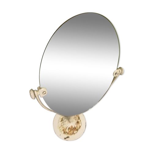 Miroir de table psych en mtal 73 x 36cm blanc