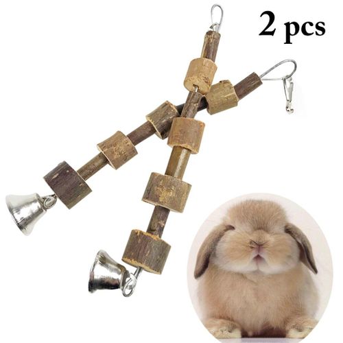 2 Pièces. Lapin Jouets À Mâcher Lapin Jouets Suspendus Hamsters Jouets Molaires Avec Cloche Pour Petits Animaux Et Dents Améliorer