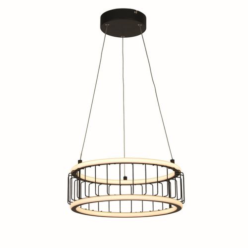Circolo Suspension De Plafond Tambour Led Cage, Métal Noir
