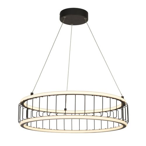 Circolo Suspension De Plafond Tambour Led Cage, Métal Noir