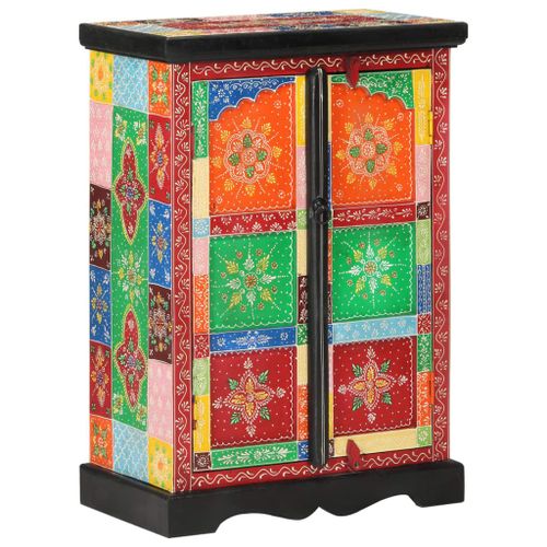 Vidaxl Buffet Peint À La Main Avec Portes 53x30x75 Cm Bois De Manguier