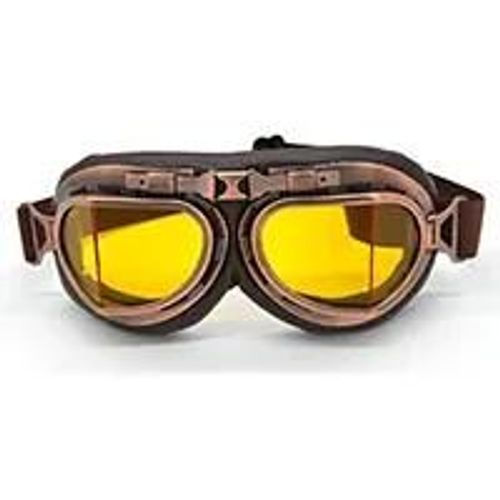 Jaune - Lunettes De Moto Rétro, Classiques, Pour Pilote Cruiser, Steampunk, Pour Motocross, Atv, Protection Uv, En Cuivre