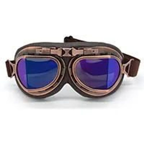Bleu - Lunettes De Moto Rétro, Classiques, Pour Pilote Cruiser, Steampunk, Pour Motocross, Atv, Protection Uv, En Cuivre