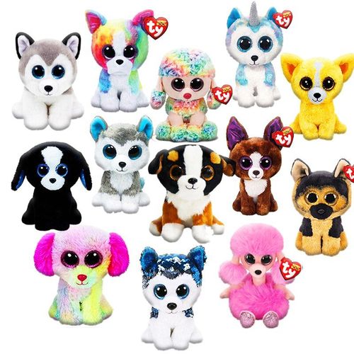 Mignon Gros Yeux Ty-Style Peluche Poupée Husky Carlin En Peau De Mouton Teddy Berger Peluche Poupée 15cm Enfants Jouet Cadeau D'anniversaire