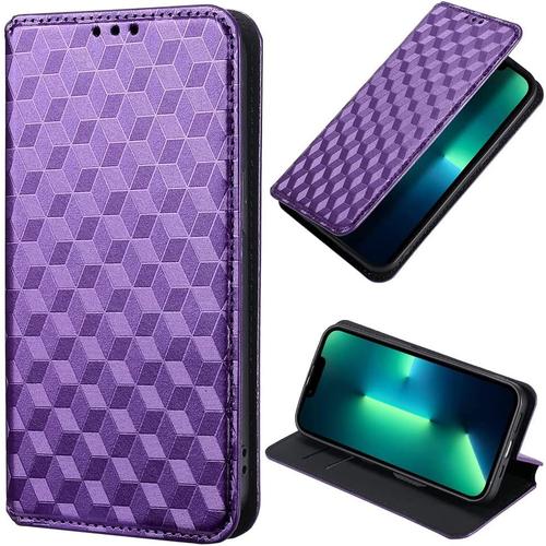 Coque De Téléphone Redmi Note 11e/Redmi 10 5g/Redmi 10 Prime Plus 5g, Étui Portefeuille En Cuir À Rabat Magnétique, Étui De Béquille, Étui De Protection Antichoc Pour Redmi Note 11e-Violet