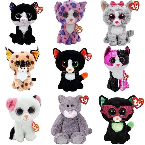 15 Cm Ty Kawaii Dessin Animé Lapin Chien En Peluche Grand Yeux Mignon Doux Animaux En Peluche Chat Collection Enfants Cadeau D'anniversaire