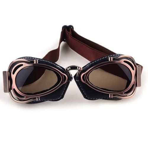 Lentille Marron Foncé - Lunettes De Cyclisme Rétro De Moto, Aviateur Unisexe, Lunettes De Protection Pour Casque, Course, Rouge, Couleur Cuivre