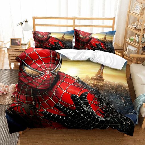 Parure De Lit Spider-Man 3 Pièces - Housse De Couette 240x220cm + Taies 50x75cm Pour Enfants
