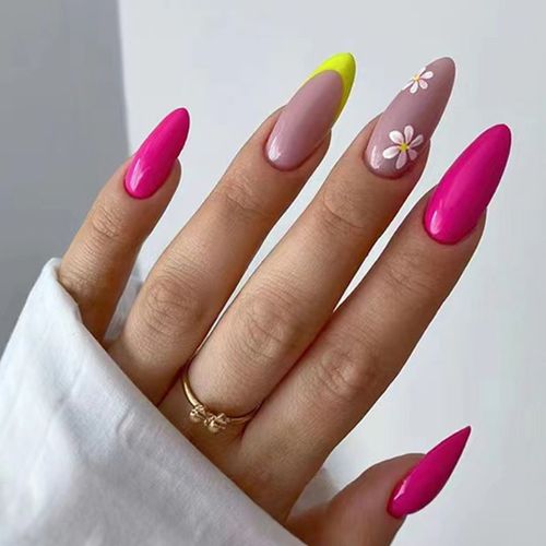 Faux Ongles Les Modèles Frais D'été Portent Des Autocollants Pour Ongles Manucure Simple Petite Fleur Faux Ongles Ongles Imperméables Amovibles(72pcs) 