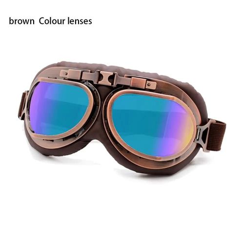 Couleur Marron - Lunettes De Pilote Rétro, 1 Pièce, Équipement De Protection Du Moteur Pour Moto Cruiser Café Scooter Cadre De Lentille Vintage Anti Poussière