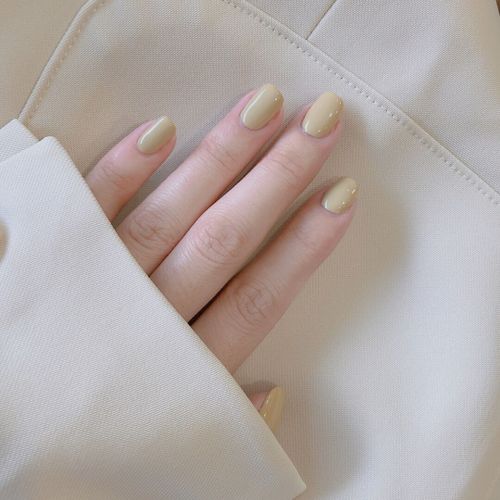Faux Ongles Patch De Manucure Simple Beige Court De Couleur Unie Patch Pour Ongles Faux Ongle Portant Un Ongle Fini Imperméable Amovible(72pcs) 