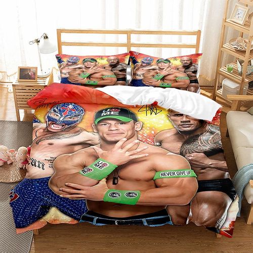 Parure De Lit 3 Pièces Pour 2 Personnes 3d Housse De Couette En Hypoallergique 240*220cm-Kit Série Wwe Wrestling #X1191