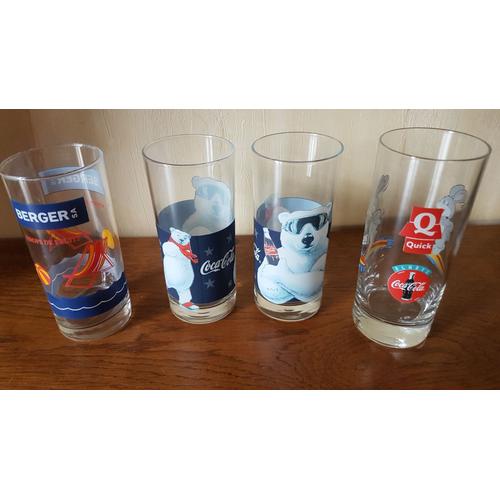 Lot De 4 Verres Hauts : Coca-Cola, Quick, Berger