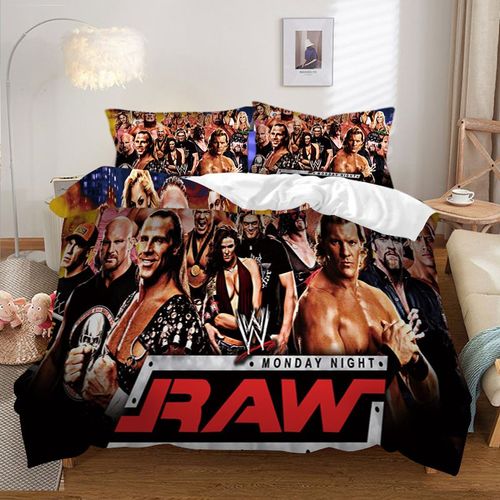 Parure De Lit 3 Pièces Pour 2 Personnes 3d Housse De Couette En Hypoallergique 228*228cm-Kit Série Wwe Wrestling #X275