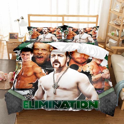 Parure De Lit 3 Pièces Pour 2 Personnes 3d Housse De Couette En Hypoallergique 228*228cm-Kit Série Wwe Wrestling #X461