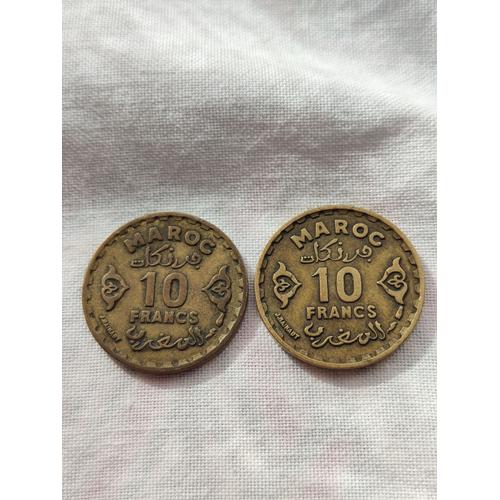 Lot De 2 Pièces 10 Francs Maroc 1371/1952