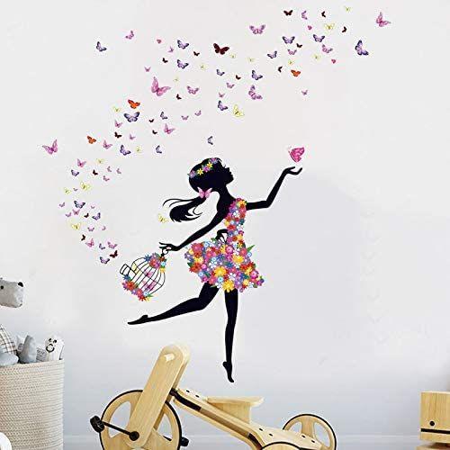 Romantique Dansant Fille Fleur Fée Papillon Amovible Stickers