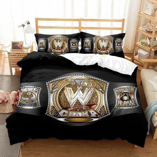 Parure De Lit 3 Pièces Pour 2 Personnes 3d Housse De Couette En Hypoallergique 228*228cm-Kit Série Wwe Wrestling #X1014