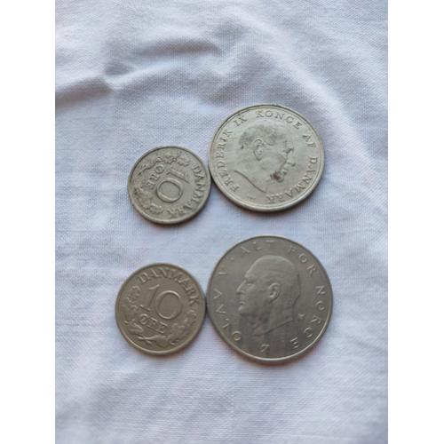 Lot De 4 Pièces Danemark Années 70 Frederik Ix Et Olav V