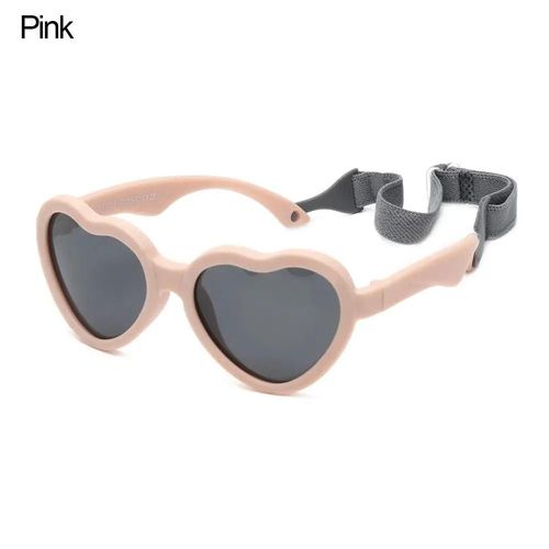 Rose - Lunettes De Soleil Flexibles Polarisées En Forme De C?ur Pour Bébé, Avec Sangle Réglable, Protection Uv Pour L'extérieur, Pour Tout Petit, Nouveau Né