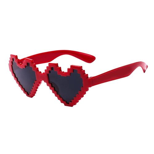 Un Rouge - Lunettes De Soleil En Forme De C?ur, 1 Pièce, Lunettes De Soleil, Mosaïque, Amusant, Jouet D'action, Minecraft, C?ur Pixel, Accessoires De Costume