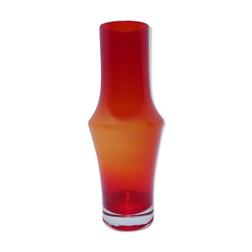 Vase en verre rouge orang Tamara Aladin pour Riihimaki rouge