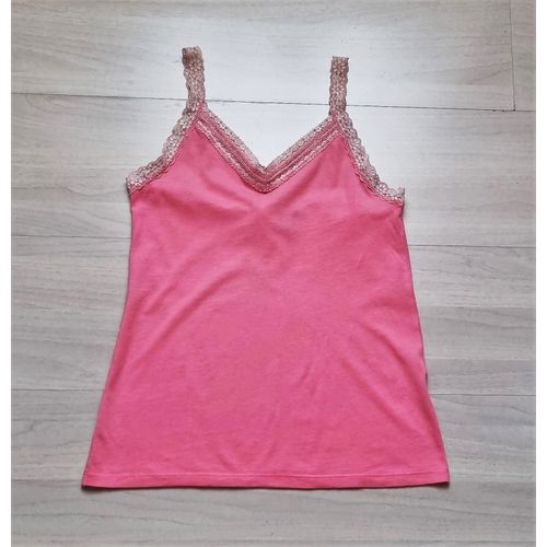 Top Sud Express Taille 36 Rose Avec Dentelle Coton Stretch